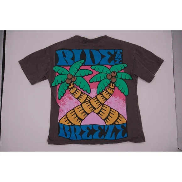 Zara Kids T Shirt Palm Tree Graphic Print Short Sleeve Gray Size 3 Years - Picture 3 of 3